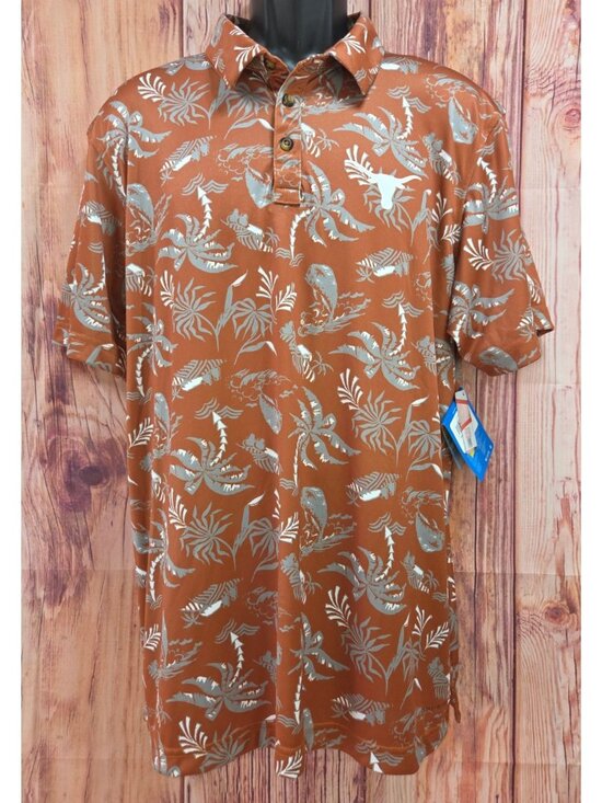 Columbia Other - Texas Longhorns Columbia PFG Mens Hawaiian Polo Large NWT Palm Print